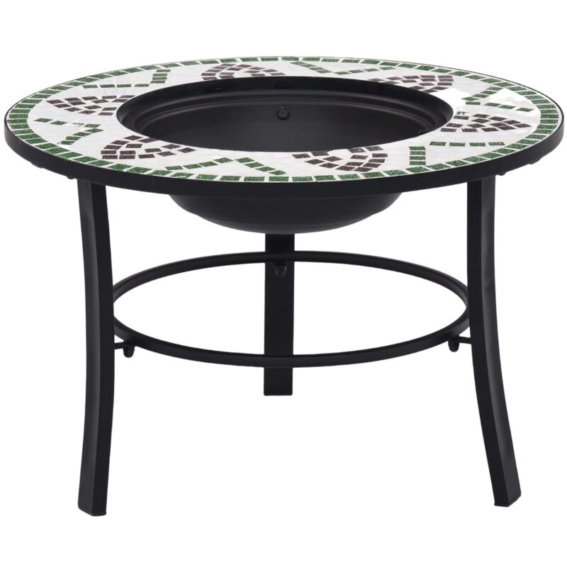 foto del prodotto braciere con mosaico in ceramica supporto a 3 gambe vari colori colore verde