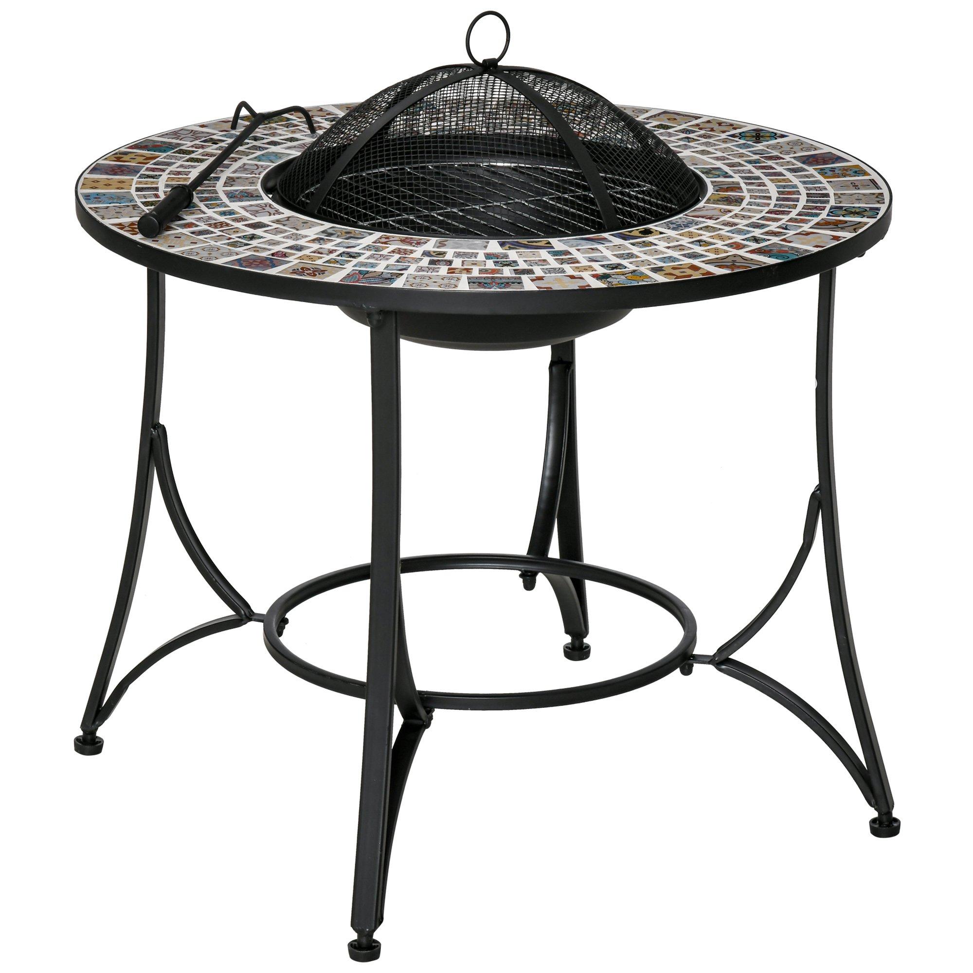 foto del prodotto braciere da giardino 75x75x60 cm in metallo e ceramica