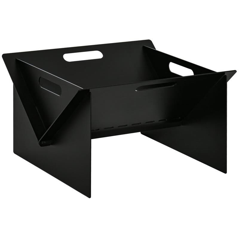 foto del prodotto braciere da giardino in acciaio quadrato con maniglie 50 x 45 x 30 cm nero