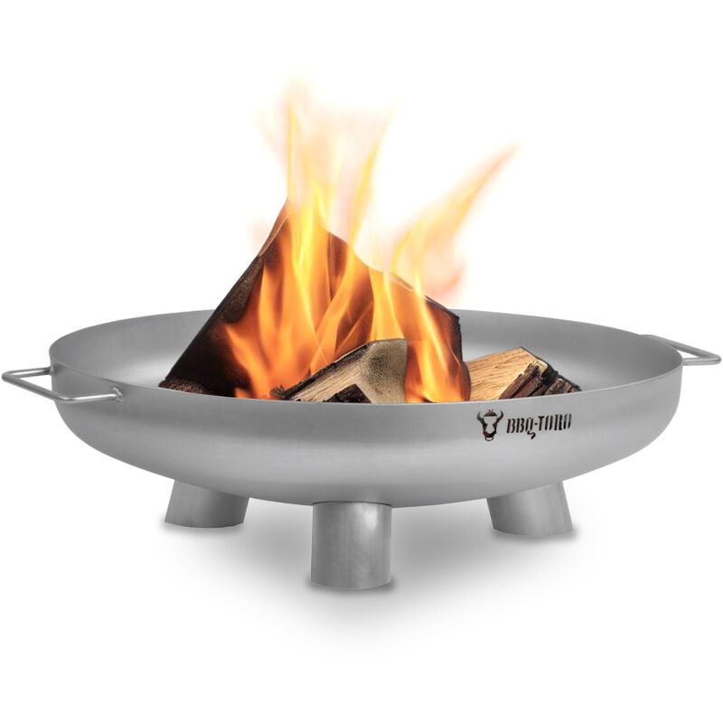 foto del prodotto braciere in acciaio inox 60 cm argento focolare da esterno con 3 gambe e 2 maniglie - bbq-toro
