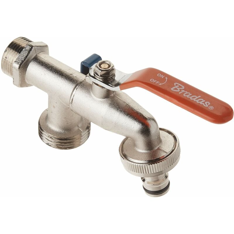 foto del prodotto bradas gkk0534 rubinetto da giardino a doppio attacco da giardino, 3 4 x 1 , colore argento