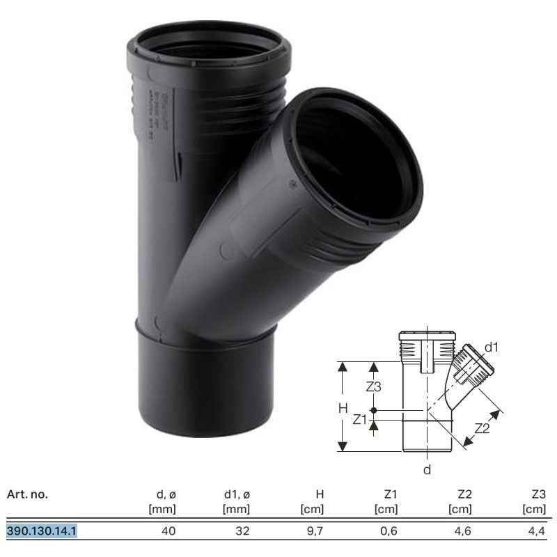 foto del prodotto braga 45 geberit silent pp 40x32 l.97 mm 390.130.14.1