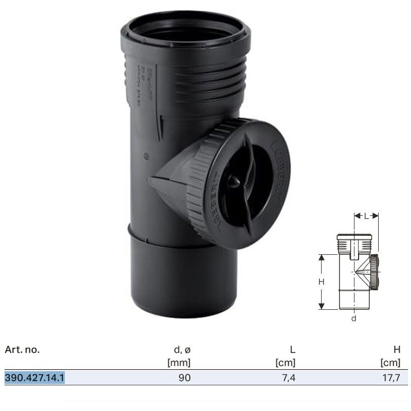 foto del prodotto braga d ispezione 90 geberit silent pp con apertura rotonda 90 mm 390.427.14.1