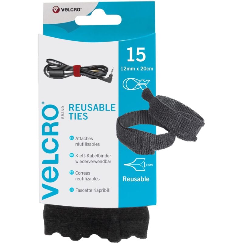 foto del prodotto brand fascette riapribili 12mm x 20cm x 15 nero velcro