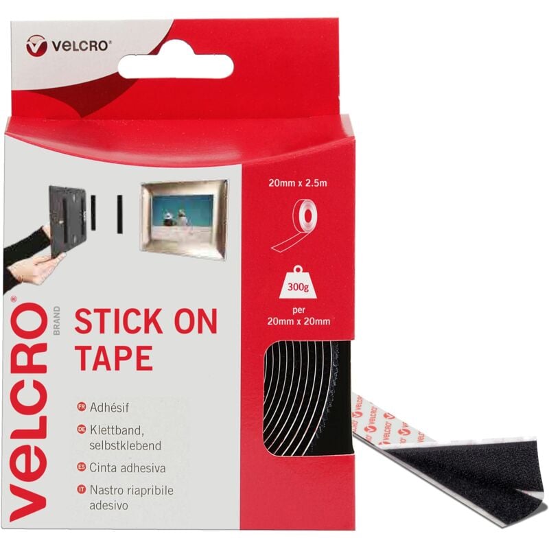 foto del prodotto brand nastro riapribile adesivo nero 20 mm x 2.5 m velcro