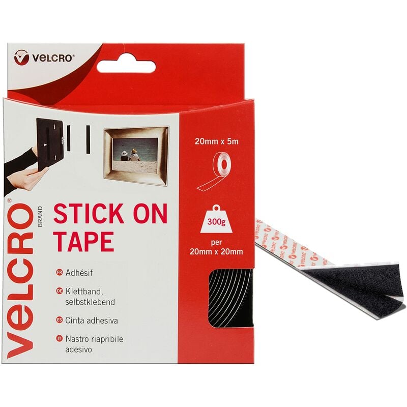 foto del prodotto brand nastro riapribile adesivo nero 20 mm x 5 m velcro