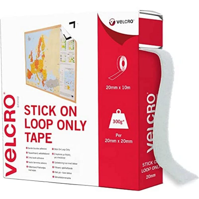foto del prodotto brand vel ec60222 quadri incollare adesivo e parte in bianco, 20mm x 10m velcro