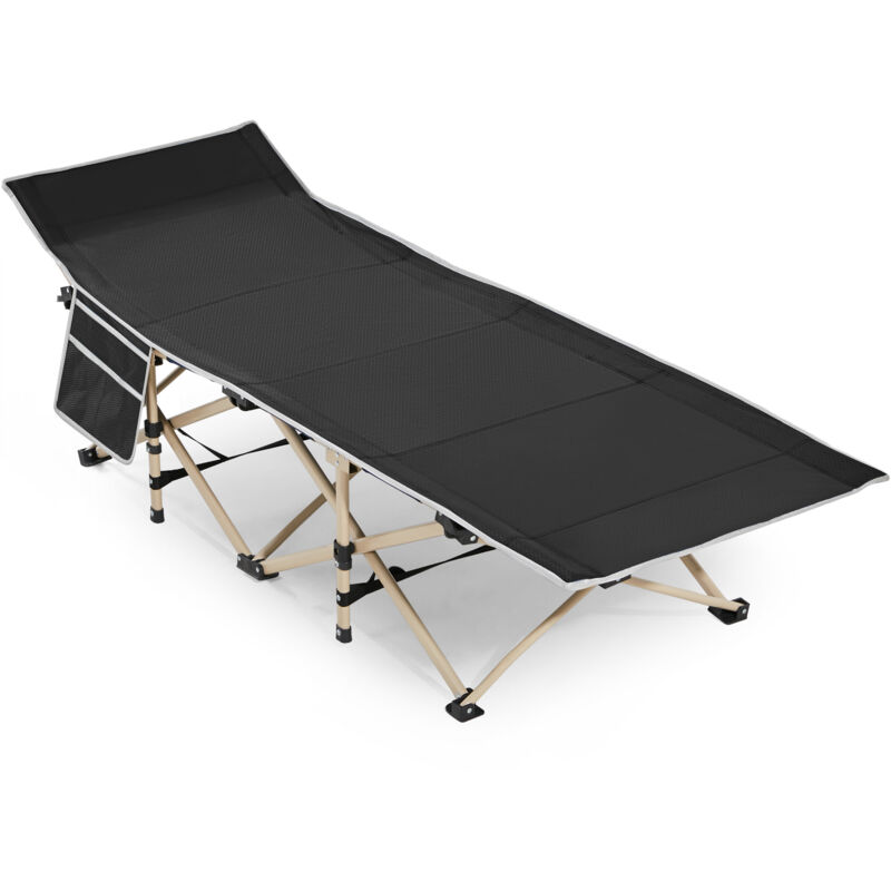 foto del prodotto brandina lettino da campeggio pieghevole militare richiudibile salvaspazio letto singolo da giardino spiaggia 186 x 66 x 52 cm nero yaheetech