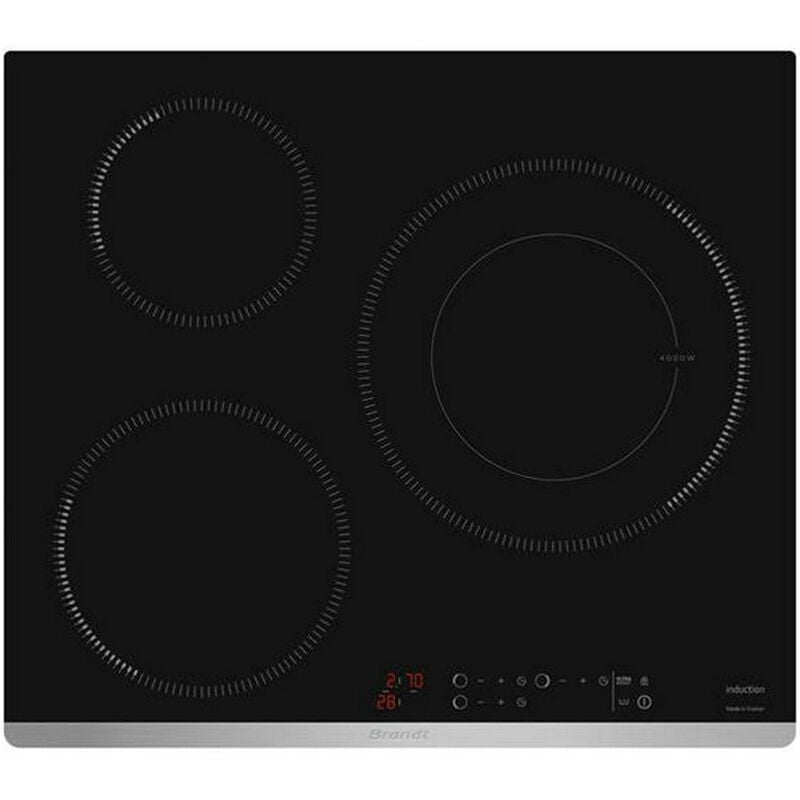 foto del prodotto brandt piano cottura a induzione 60cm 3 fuochi 7400w nero bpi1639kx