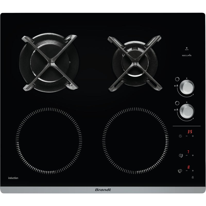 foto del prodotto brandt piano cottura misto gas e induzione 60cm 4 fuochi nero bpi6414bm