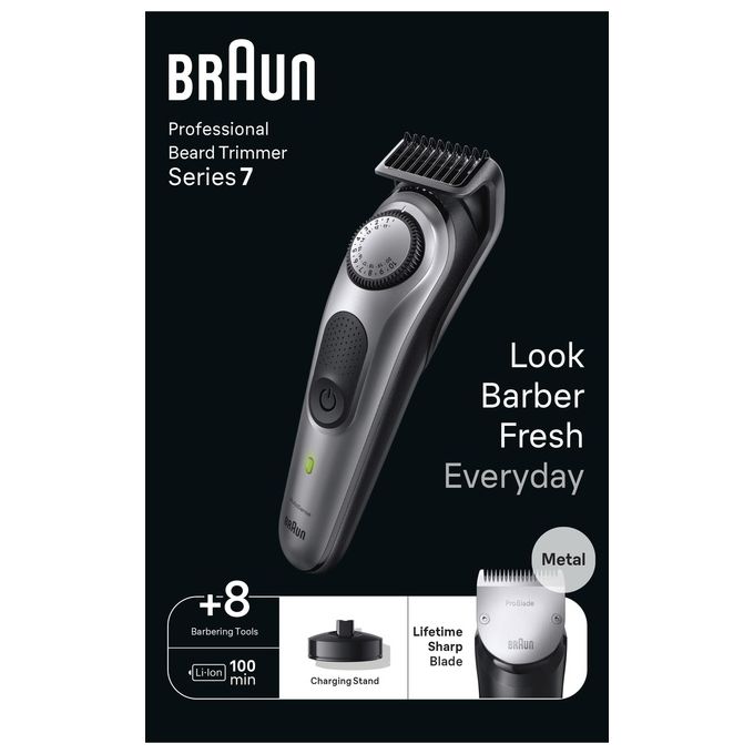 foto del prodotto braun beardtrimmer 7 bt7420 regolabarba uomo grigio siderale