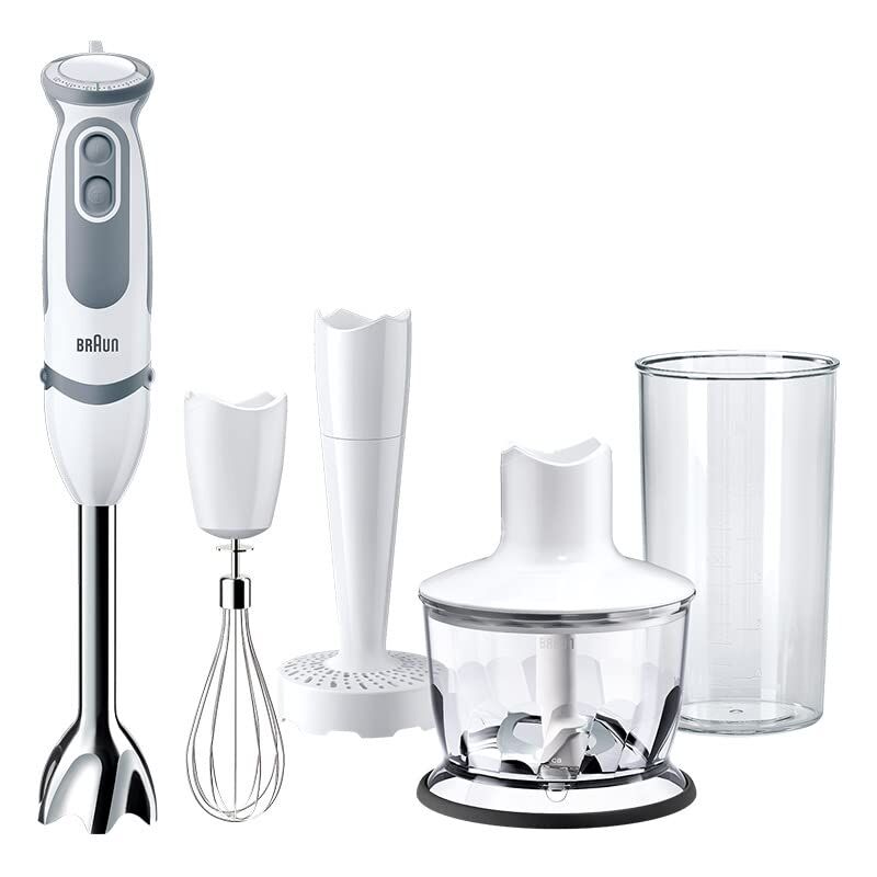 foto del prodotto braun minipimer 5237wh frullatore a mano, 1000 w, 21 velocit e funzione turbo, campana anti schizzi, powerbell plus, easy click, con misurino da