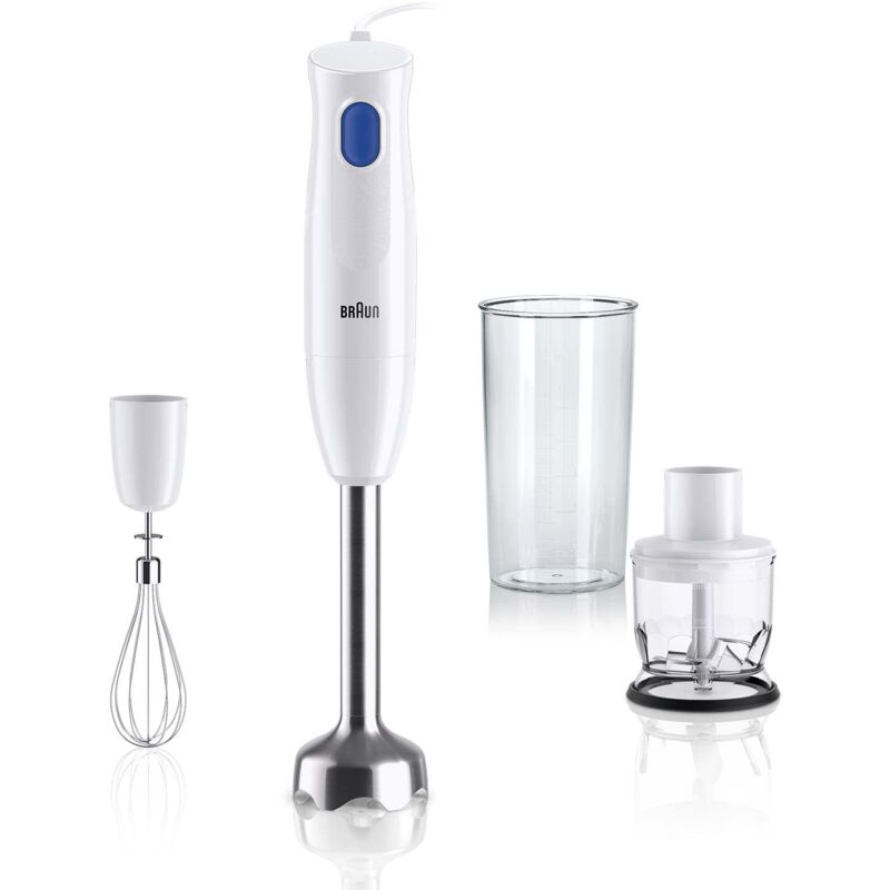 foto del prodotto braun mq10.202m multiquick 1 frullatore ad immersione extra leggero con base in acciaio inox e sistema easytwist incluso, frusta e misurino da