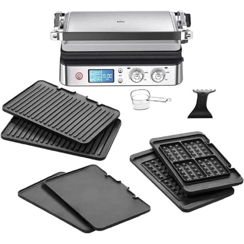 foto del prodotto braun multigrill9 cg9047 griglia elettrica a controllo elettronico con 2 termostati indipendenti, 3 posizioni cottura, griglia aperta 37x46cm,