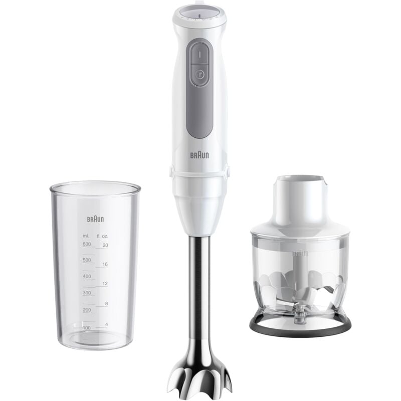 foto del prodotto braun multiquick 5 mq50.201m, minipimer con 5 anni di assistenza, tecnologia powerbell plus, asta in acciaio inox, tritatutto 350ml e bicchiere