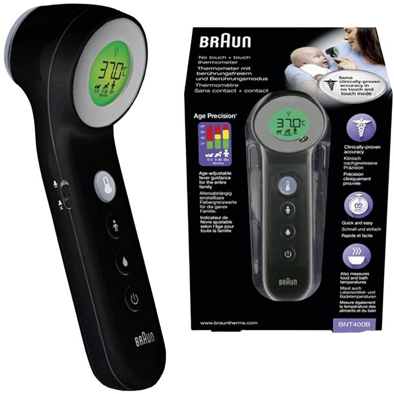 foto del prodotto braun no touch touch schwarz termometro per febbre misurazione senza contatto