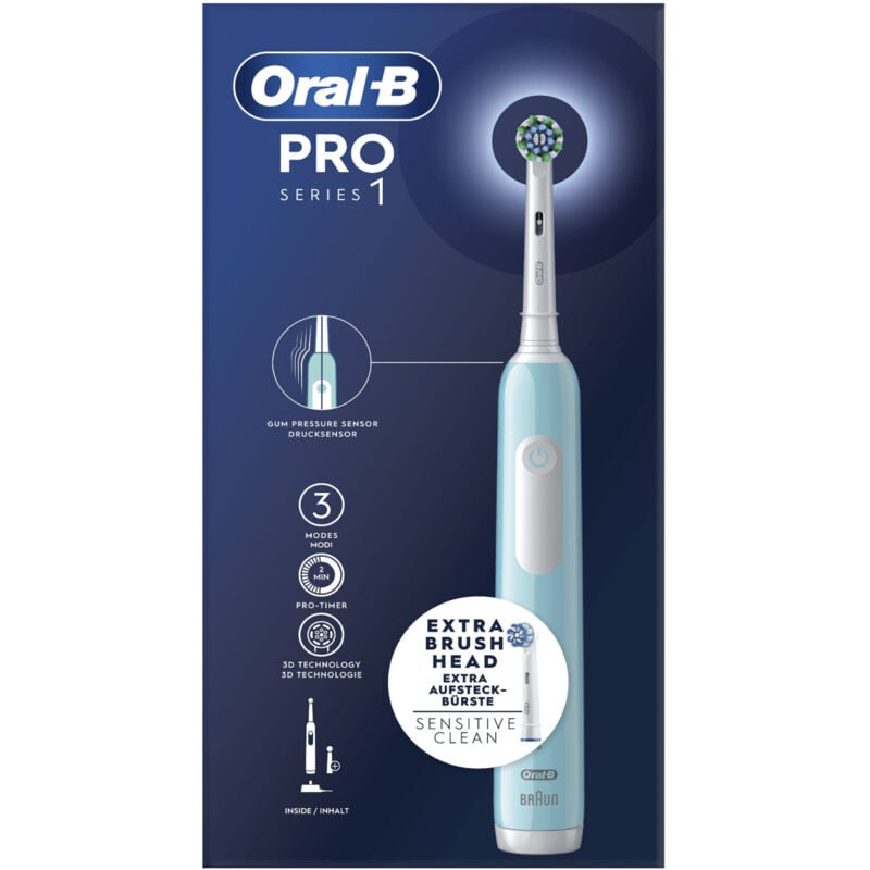 foto del prodotto braun - oral-b spazzolino elettrico ricaricabile series 1 blu con 2 testine