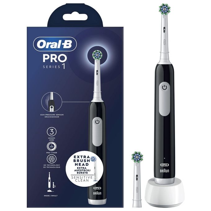 foto del prodotto braun oral b spazzolino elettrico ricaricabile series 1 nero con 2 testine di ricambio