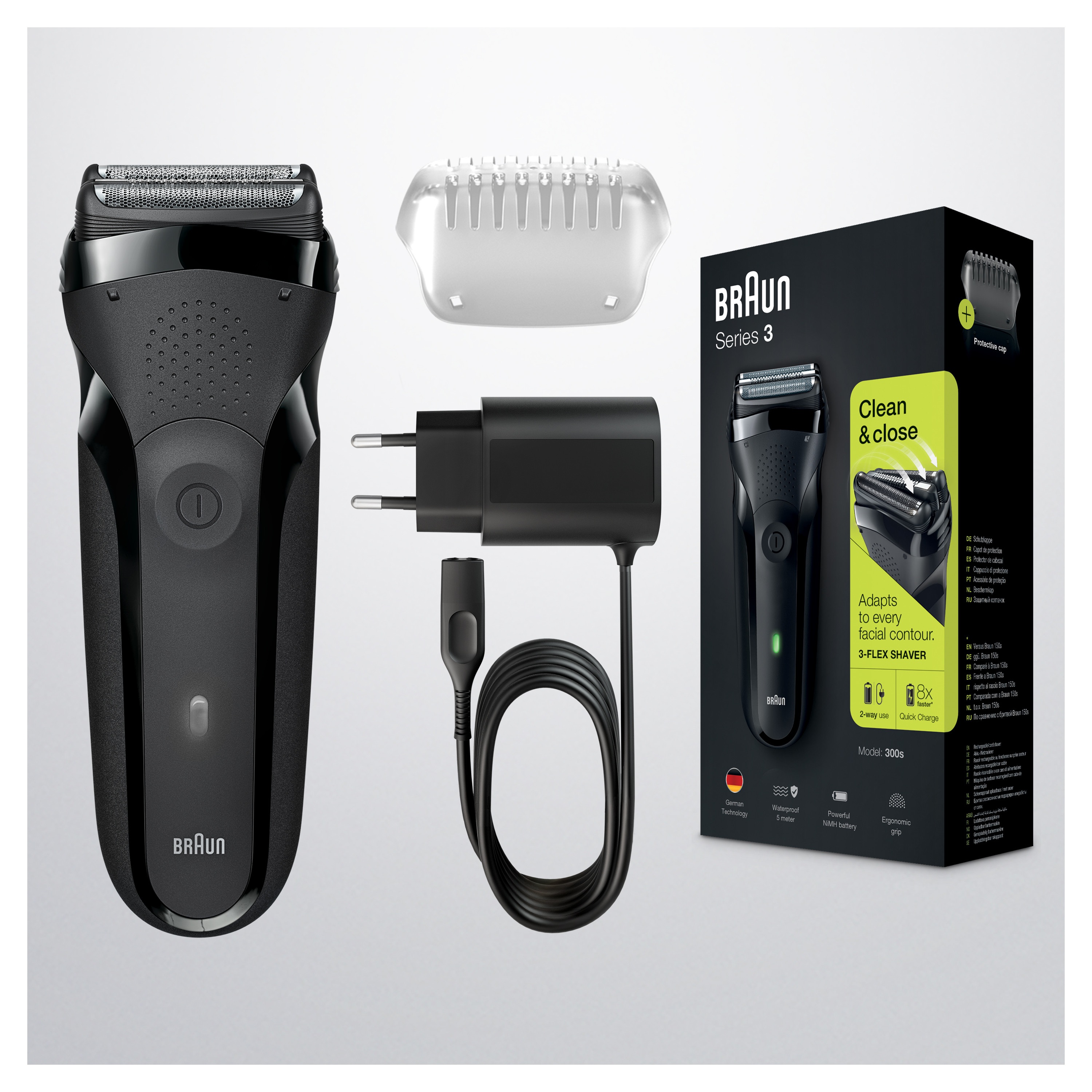 foto del prodotto braun series 3 shave style 300bt rasoio da barba elettrico da uomo, nero
