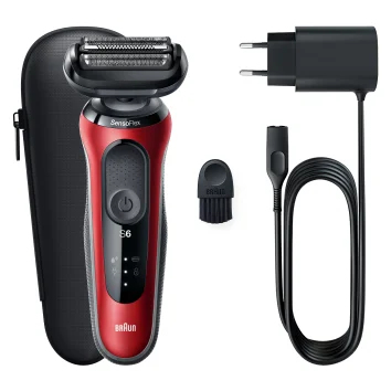 foto del prodotto braun series 6 61 r1000s rasoio nero, rosso