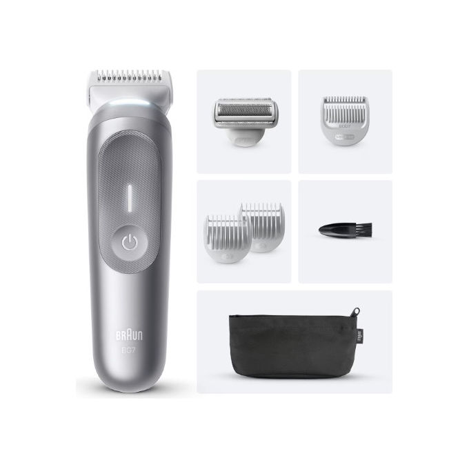 foto del prodotto braun series 7 bg7550 rasoio elettrico regolabarba e groomer corpo grigio