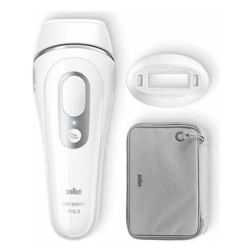 foto del prodotto braun silk expert pro silk expert pro 3 pl3020, epilatore a luce pulsata donna, per la rimozione permanente dei peli visibili a casa tua, bianco argento