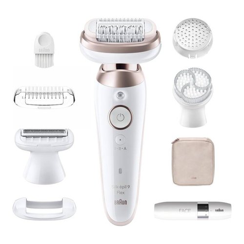 foto del prodotto braun silk pil 9 flex 9 360 3d, epilatore elettrico donna per epilazione semplice, bianco rosa