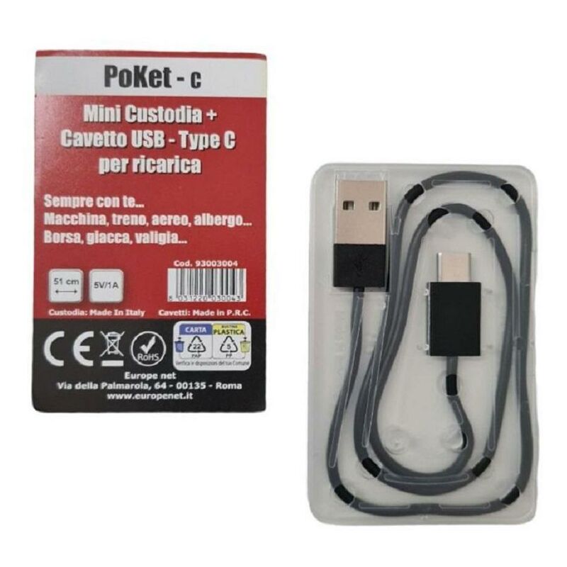 foto del prodotto bravo poket c custodia cavo type c 93003004 cavetto di ricarica poket c 93003004