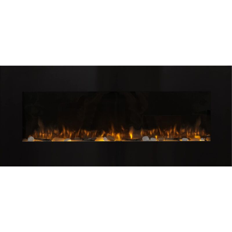 foto del prodotto breakling caminetto elettrico da parete xxl 120cm nero con telecomando 120x15x55cm effetto fiamma a led caminetto con timer e controllo