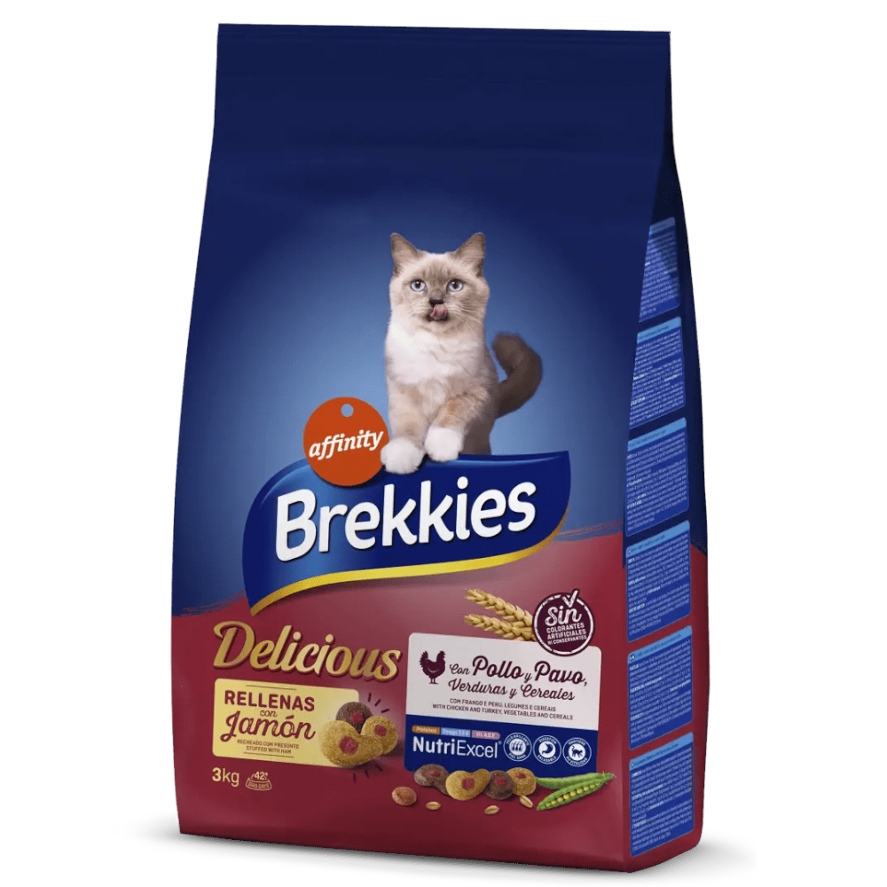 foto del prodotto brekkies delicious pollo, tacchino verdure crocchette per gatti 3 kg