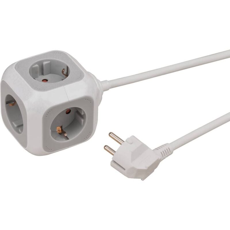 foto del prodotto brennenstuhl 1150090 multipresa a cubo 4 vie bianco, grigio schuko 1 pz.