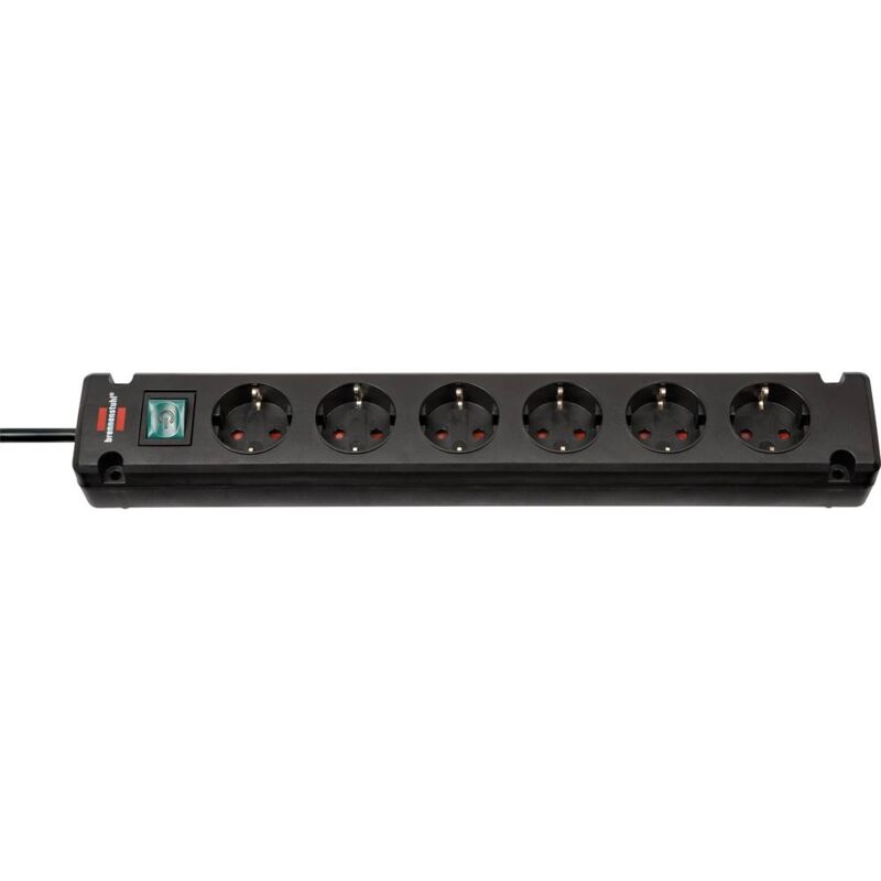 foto del prodotto brennenstuhl 1150650316 multipresa con interruttore 6 scomparti nero schuko 1 pz.