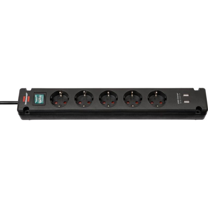 foto del prodotto brennenstuhl 1150660315 multipresa con interruttore 5 scomparti nero schuko 1 pz.