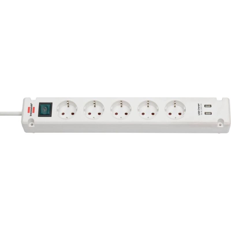 foto del prodotto brennenstuhl 1150660325 multipresa con interruttore 5 scomparti bianco schuko 1 pz.