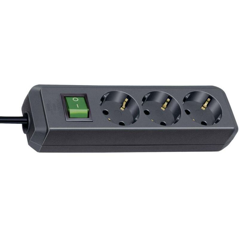 foto del prodotto brennenstuhl 1152300015 multipresa con interruttore 3 scomparti nero schuko 1 pz.