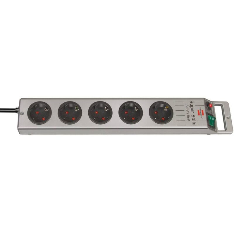 foto del prodotto brennenstuhl 1153340115 multipresa con interruttore 5 scomparti argento schuko 1 pz.