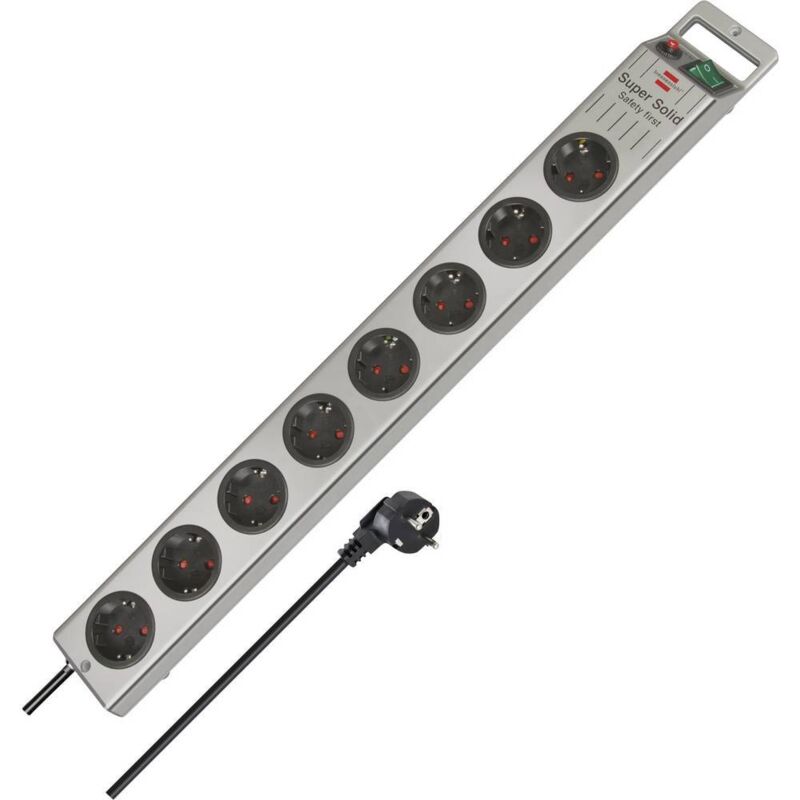 foto del prodotto brennenstuhl 1153340218 multipresa 8 scomparti nero, argento schuko 1 pz.
