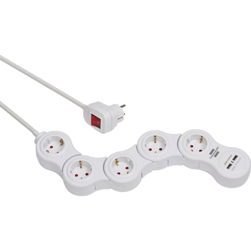 foto del prodotto brennenstuhl 1155350210 multipresa con interruttore 5 scomparti bianco schuko 1 pz.