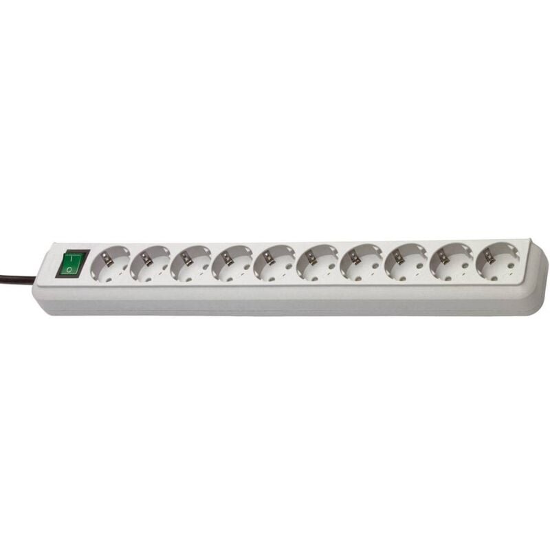 foto del prodotto brennenstuhl 1159350010 multipresa con interruttore 10 scomparti grigio luminescente schuko 1 pz.