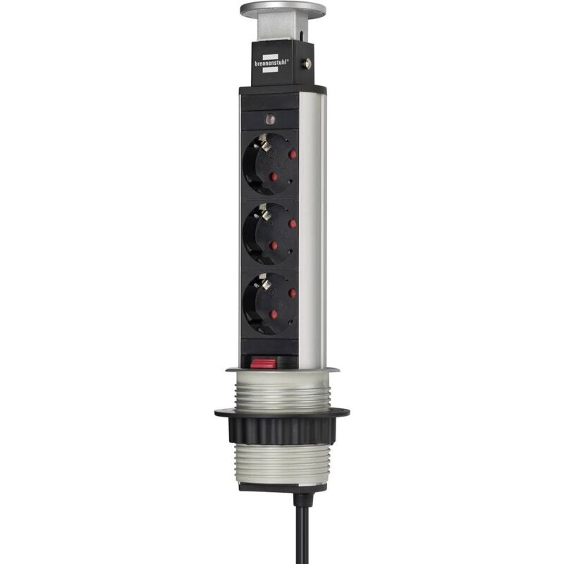 foto del prodotto brennenstuhl 1396200003 multipresa verticale a torre 3 scomparti alluminio, nero schuko 1 pz.