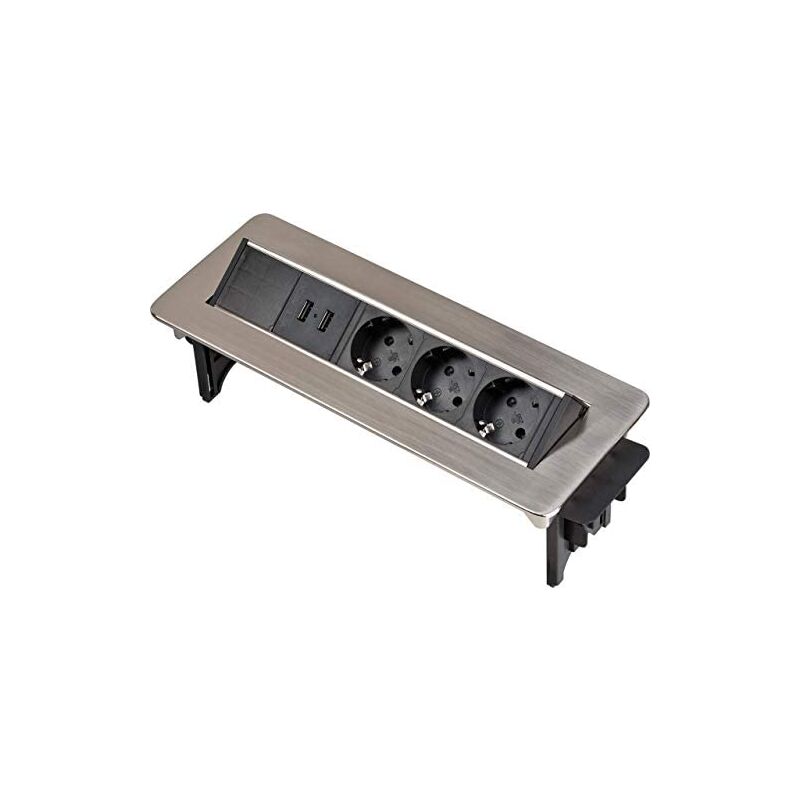 foto del prodotto brennenstuhl 1396200113 base multipla 2 m 3 prese ac interno nero, acciaio inox