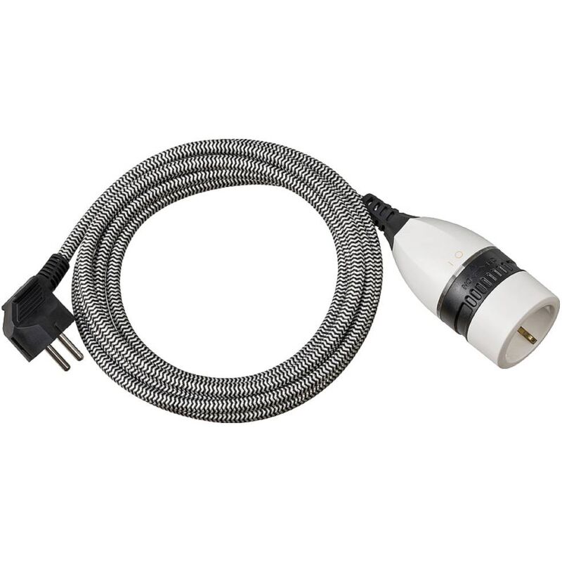 foto del prodotto brennenstuhl cavo di prolunga 5m con interruttore rotante nero bianco h05vv f3g1.5 1161830020