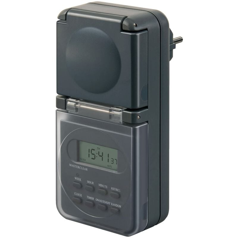 foto del prodotto brennenstuhl ip44 temporizzatore digitale con timer digitale per esterni e sicurezza bambini antracite, 1506706 spina tedesca 