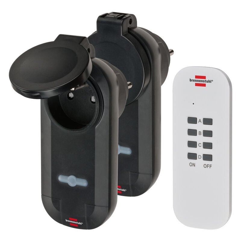 foto del prodotto brennenstuhl set di prese con telecomando confort line 2 prese da esterno con sportello 1507031