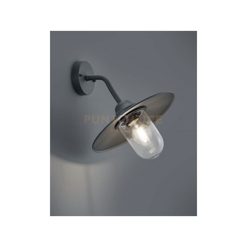 foto del prodotto brenta applique da esterno down fusione di alluminio verniciata antracite con diffusore vetro trasparente ip44 h.35cm 1 luce attacco e27