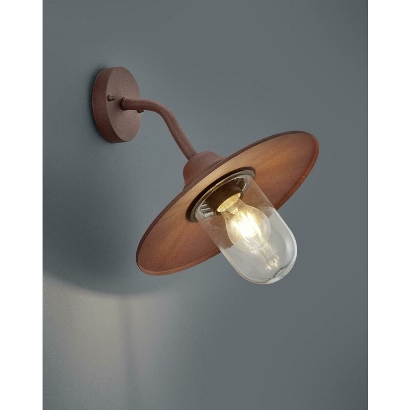 foto del prodotto brenta applique da esterno down fusione di alluminio verniciata effetto ruggine con diffusore vetro trasparente ip44 h.35cm 201760124