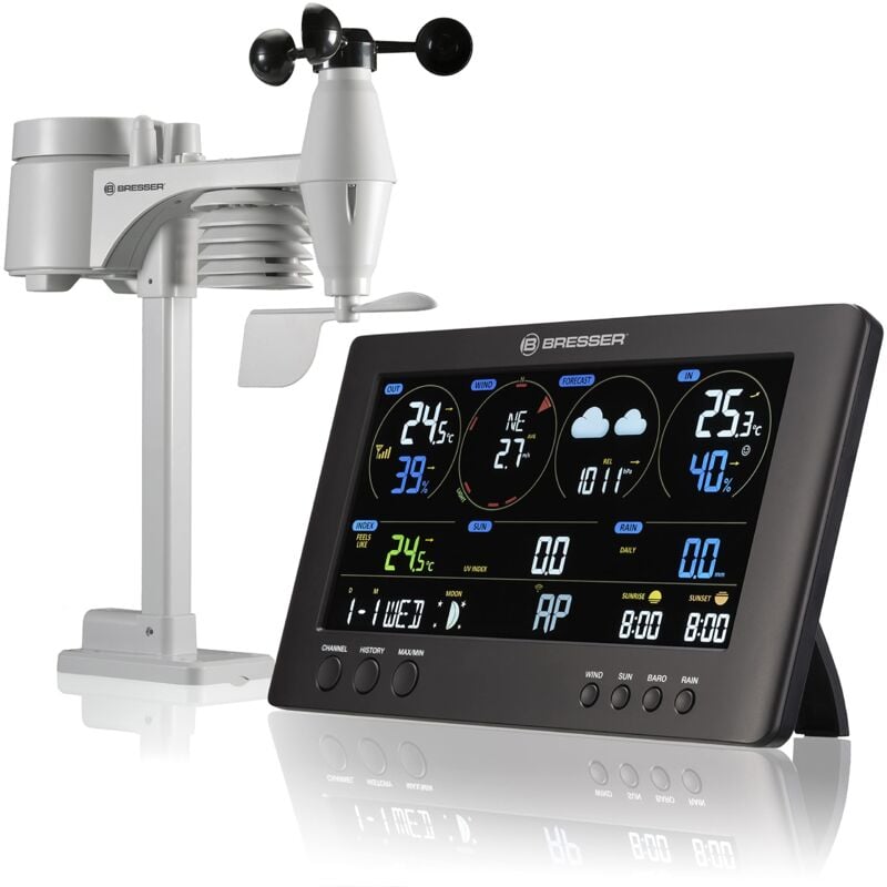 foto del prodotto bresser stazione meteo wireless con sensore da esterno, stazione meteo clearview con wlan, per rilevazione velocit del vento, umidit ,