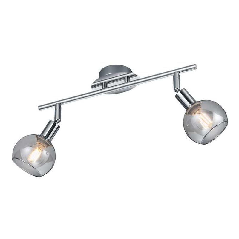 foto del prodotto brest barra 2 spots metallo cromo con vetri fume l. 40cm