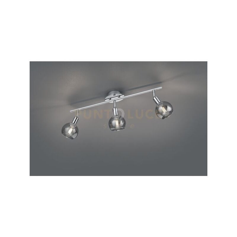 foto del prodotto brest barra 3 spots metallo cromo con vetri fume l. 58cm attacco e14