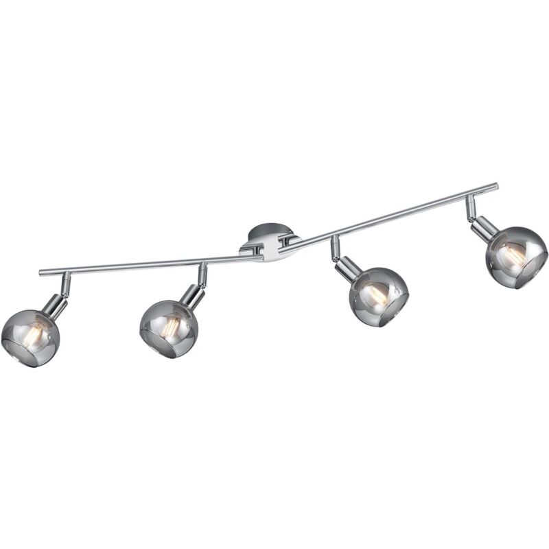 foto del prodotto brest barra 4 spots metallo cromo con vetri fume l. 83cm